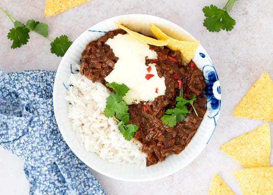 Low calorie chili con carne with rice